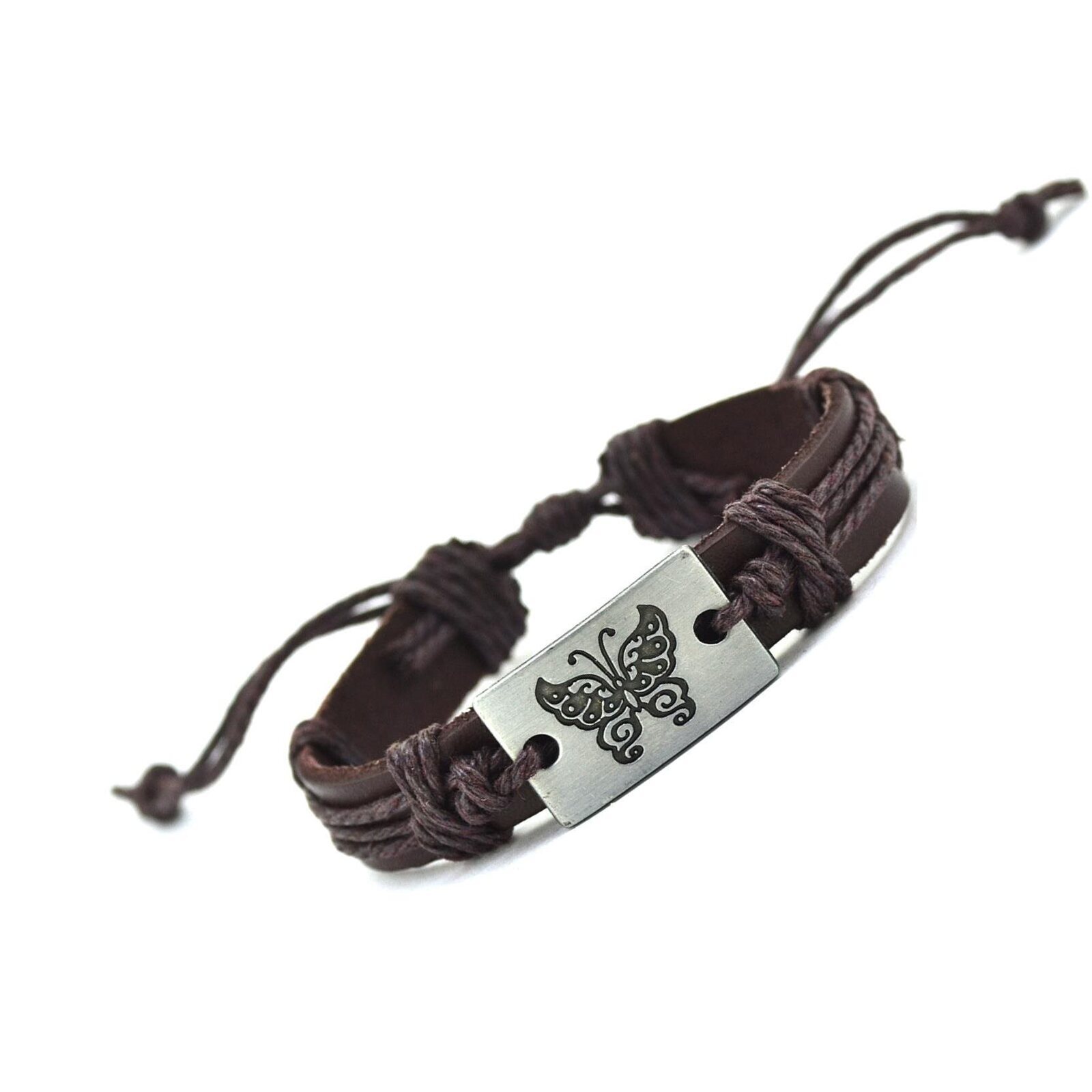 Handmade Leather Bracelet Butterfly Tribal Bohemian - Picture 3 of 5