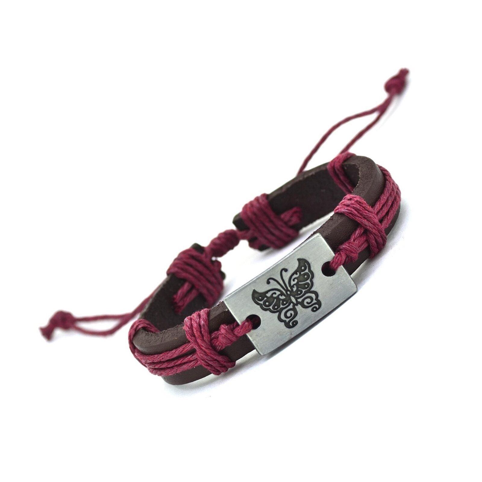 Handmade Leather Bracelet Butterfly Tribal Bohemian - Picture 5 of 5