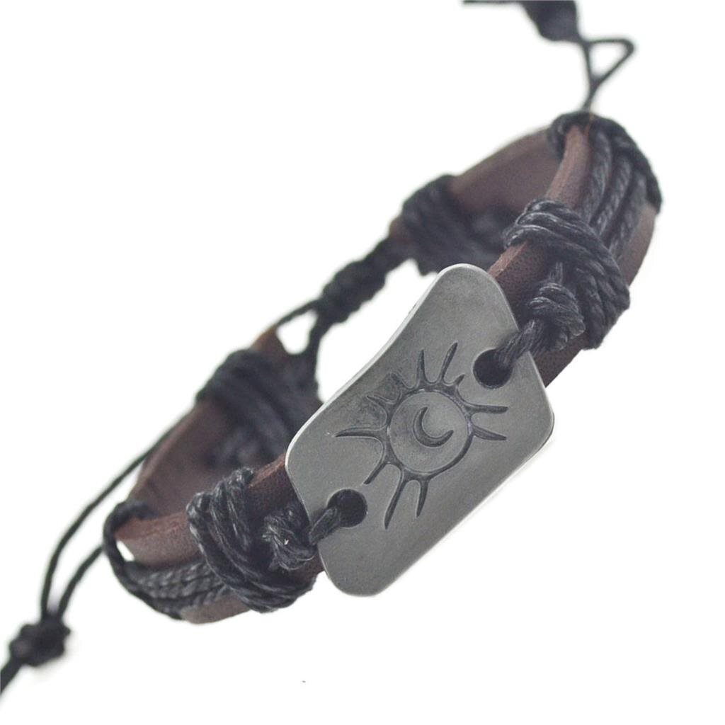 Handmade Leather Bracelet Sun Tribal Bohemian - Picture 2 of 5