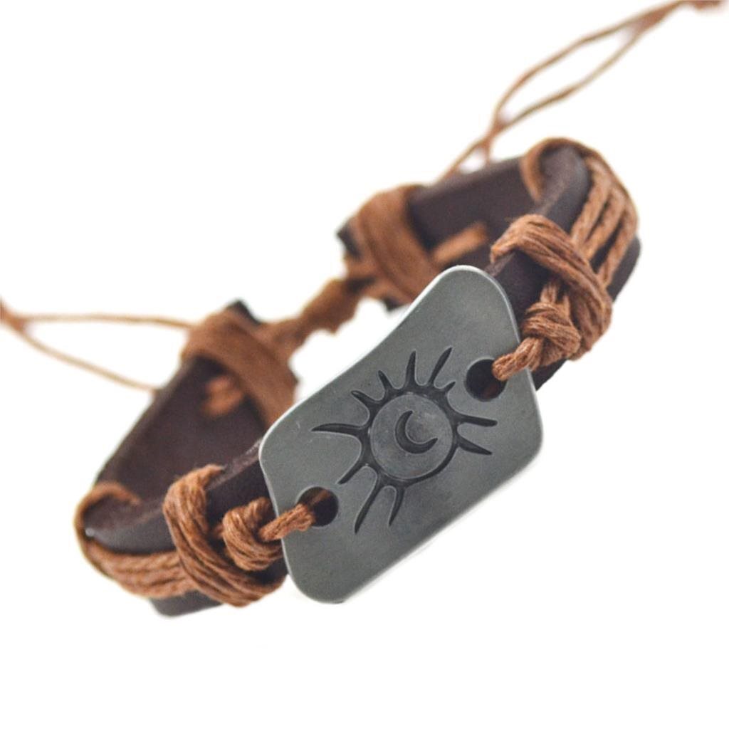 Handmade Leather Bracelet Sun Tribal Bohemian - Picture 5 of 5