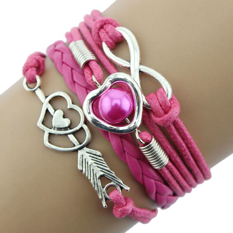 Leather Love Heart Arrow and Infinity Bracelet - Picture 4 of 9