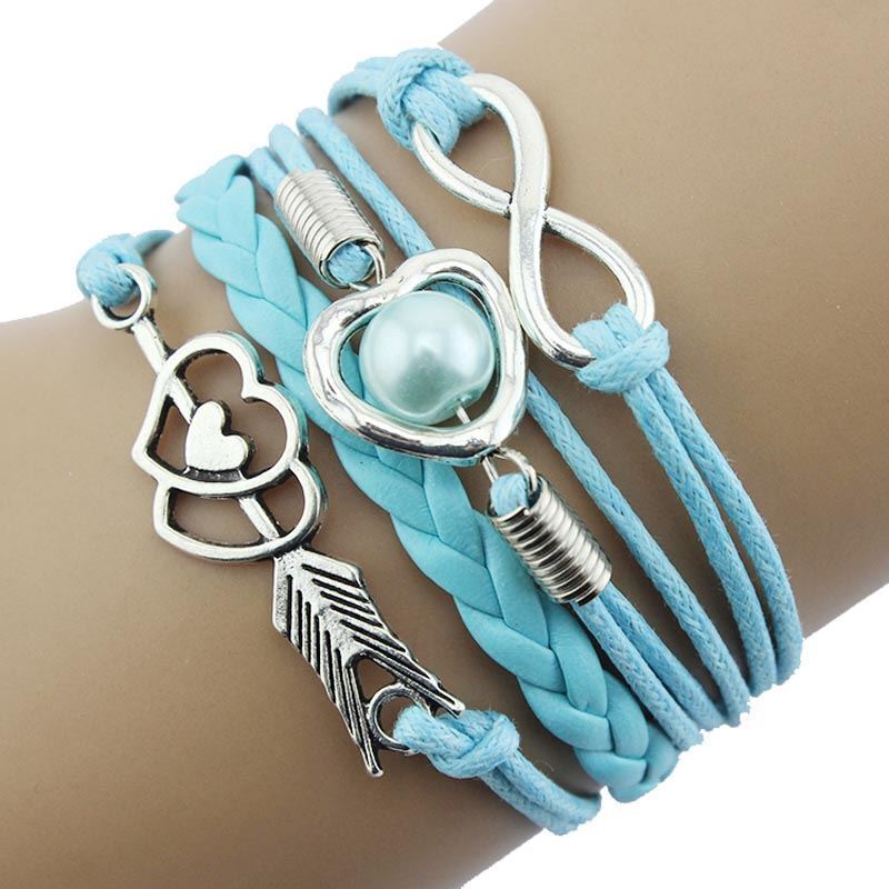 Leather Love Heart Arrow and Infinity Bracelet - Picture 5 of 9