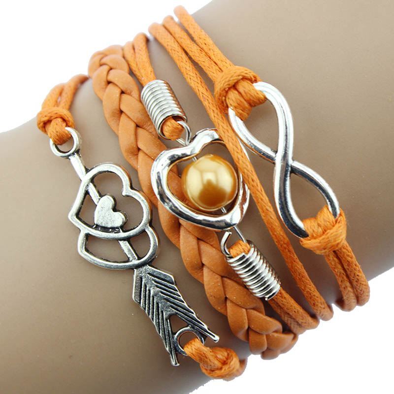 Leather Love Heart Arrow and Infinity Bracelet - Picture 6 of 9