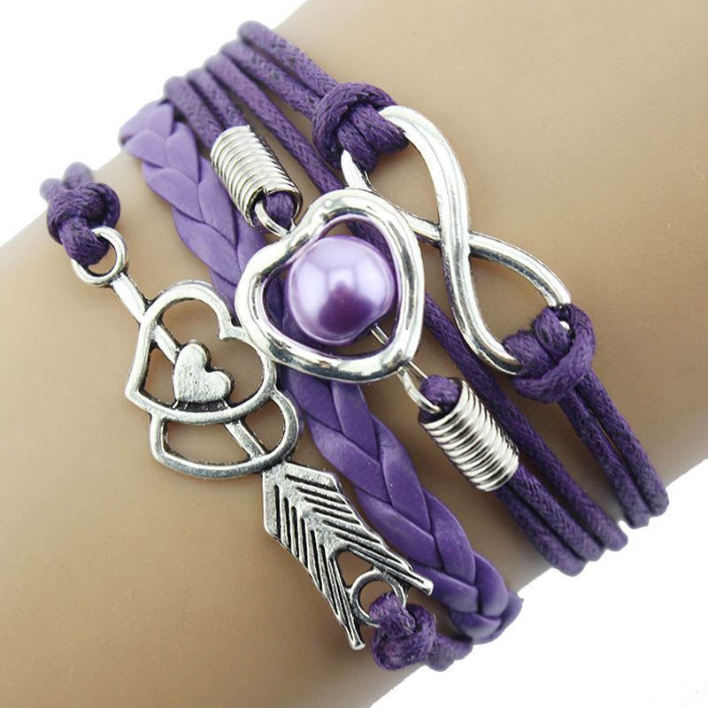 Leather Love Heart Arrow and Infinity Bracelet - Picture 8 of 9