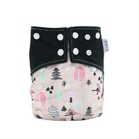 Pink & Black Forest Trees Design Bamboo Charcoal Cloth Nappy