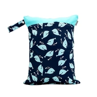 Waterproof Double Zip Wet Bag Navy Whales 30x40cm