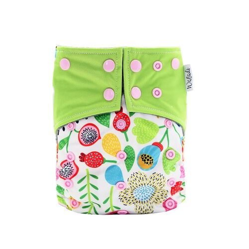Green Flowers Design Bamboo Charcoal Cloth Nappy