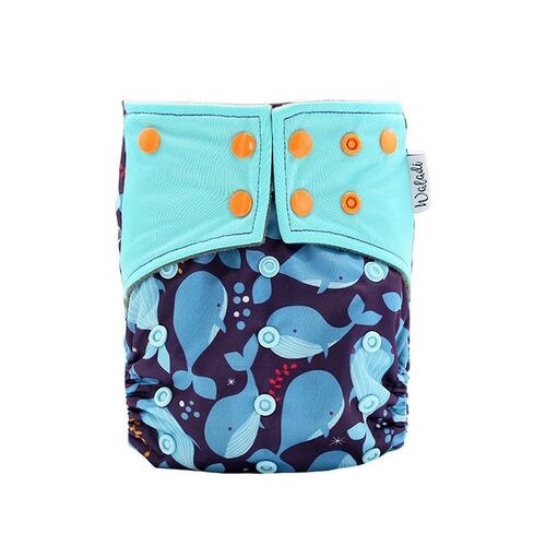 Whales Design Bamboo Charcoal Cloth Nappy