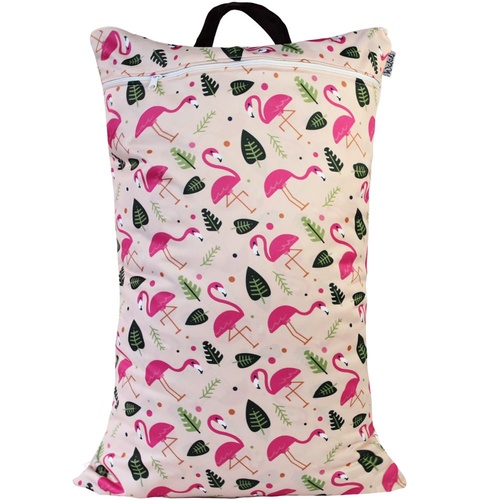 Waterproof Double Zip Large Wet Bag Pink Flamingo 40x70cm
