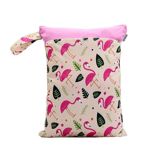 Waterproof Double Zip Wet Bag Pink Flamingo 30x40cm