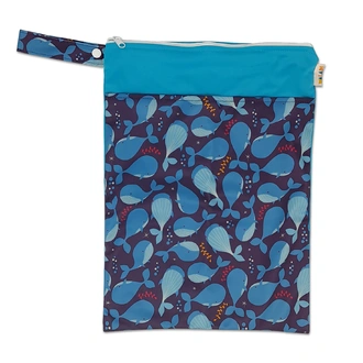 Waterproof Double Zip Wet Bag Blue Whales 30x40cm - Medium