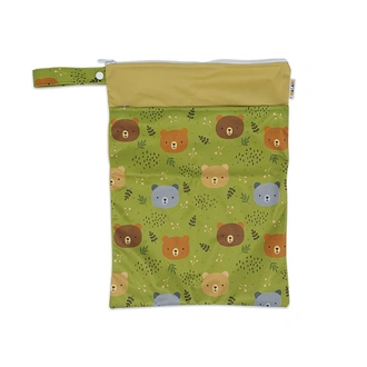 Waterproof Double Zip Wet Bag Green Forest Bear 30x40cm - Medium