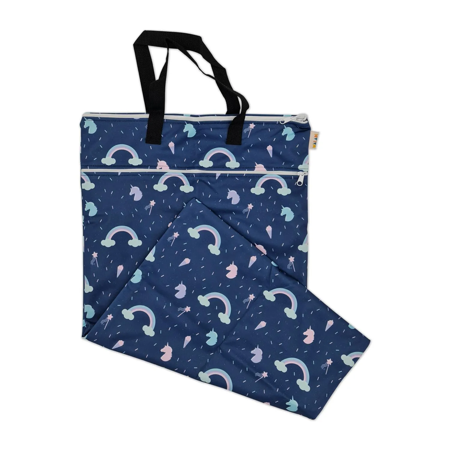 thumbnail image 2 of Waladi Large Wet Bag – Whales & Boats Print, Waterproof Double Zip (40x70cm) 2 of 4