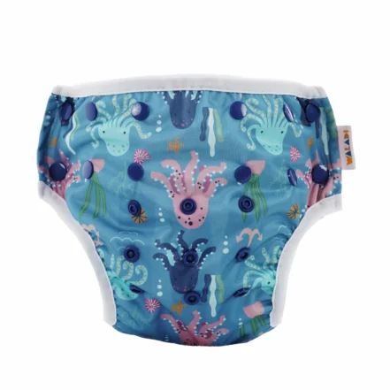 Waladi reusable swim nappy in the Octopus Party print