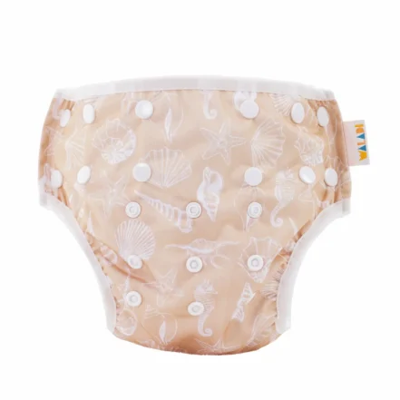 Waladi reusable swim nappy in the Seashell Sands print