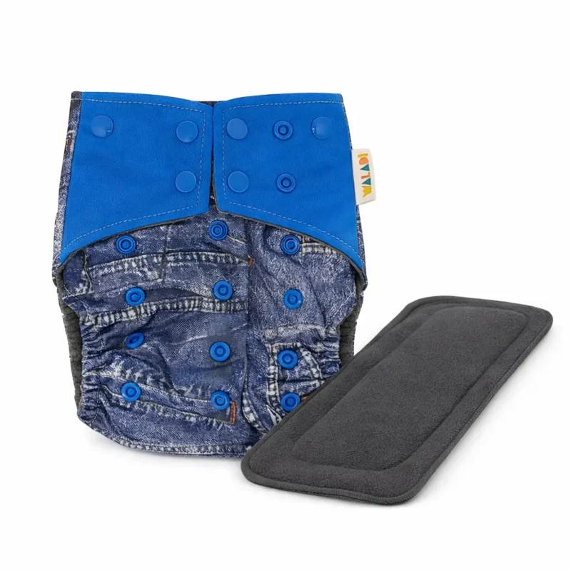 Jeans Cloth Nappy with Charcoal Bamboo Insert Jeans Cloth Nappy with Charcoal Bamboo Insert