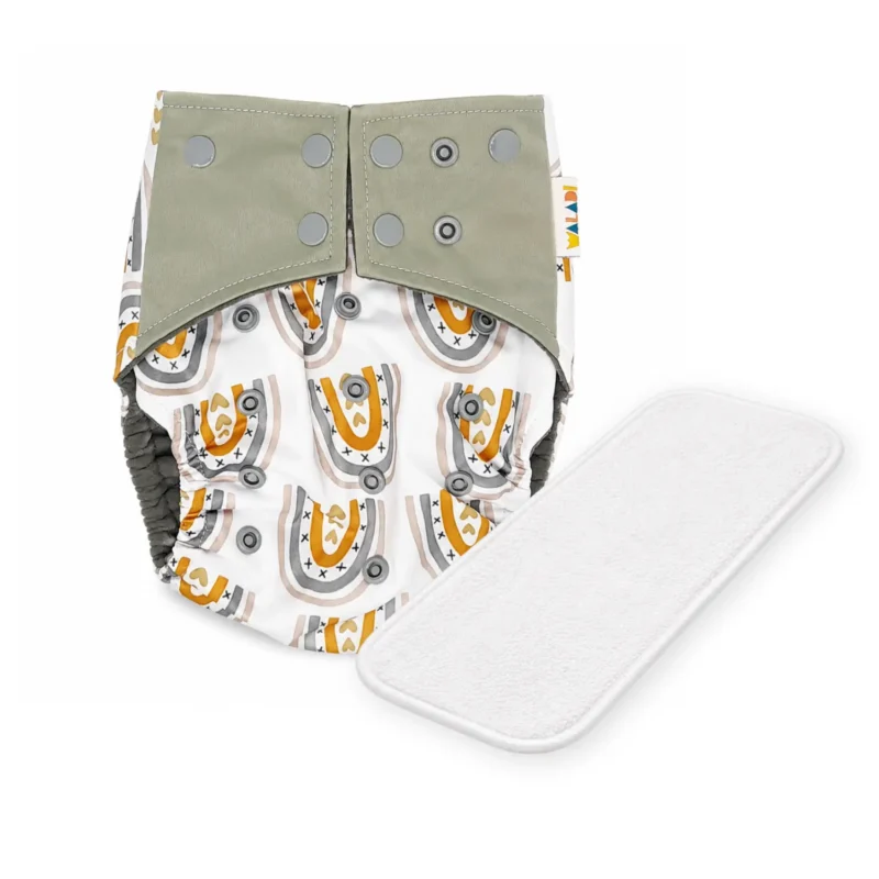 Rainbow & Hearts Newborn Cloth Nappy Starter Set | Includes Microfibre Insert Rainbow & Hearts Newborn Cloth Nappy Starter Set | Includes Microfibre Insert