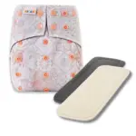 Reusable Cloth Nappy with bamboo charcoal insert and a hemp insert - Garden Mosaic Print - Waladi Cloth Nappies