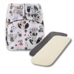 Reusable Cloth Nappy with bamboo charcoal insert and a hemp insert - Puppy Tales - Waladi Cloth Nappies Reusable Cloth Nappy with bamboo charcoal insert and a hemp insert - Puppy Tales - Waladi Cloth Nappies