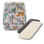 Reusable Cloth Nappy with bamboo charcoal insert and a hemp insert - Aussie Wildlife - Waladi Cloth Nappies Reusable Cloth Nappy with bamboo charcoal insert and a hemp insert - Aussie Wildlife - Waladi Cloth Nappies