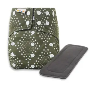 Reusable Cloth Nappy with bamboo charcoal insert - Nomad Olive - Waladi Cloth Nappies