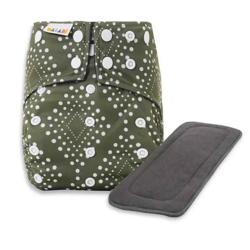 Reusable Cloth Nappy with bamboo charcoal insert - Nomad Olive - Waladi Cloth Nappies
