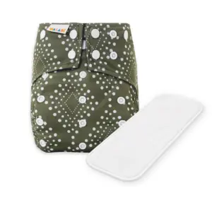 Reusable Cloth Nappy with Microfibre Insert - Nomad Olive - Waladi Cloth Nappies