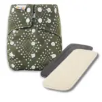 Reusable Cloth Nappy with bamboo charcoal insert and a hemp insert - Nomad Olive - Waladi Cloth Nappies