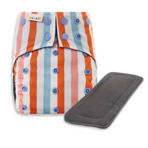 Reusable Cloth Nappy with bamboo charcoal insert - Retro Rainbow - Waladi Cloth Nappies