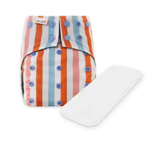 Reusable Cloth Nappy with Microfibre Insert - Retro Rainbow - Waladi Cloth Nappies