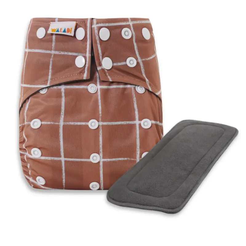 Reusable Cloth Nappy with bamboo charcoal insert - Warm Chalk - Waladi Cloth Nappies