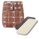 Reusable Cloth Nappy with bamboo charcoal insert and a hemp insert - Warm Chalk - Waladi Cloth Nappies