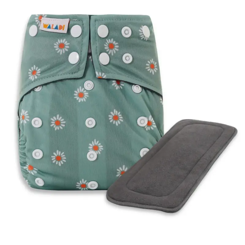 Reusable Cloth Nappy with bamboo charcoal insert - Little Daisy - Waladi Cloth Nappies