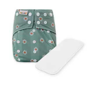 Reusable Cloth Nappy with Microfibre Insert - Little Daisy - Waladi Cloth Nappies